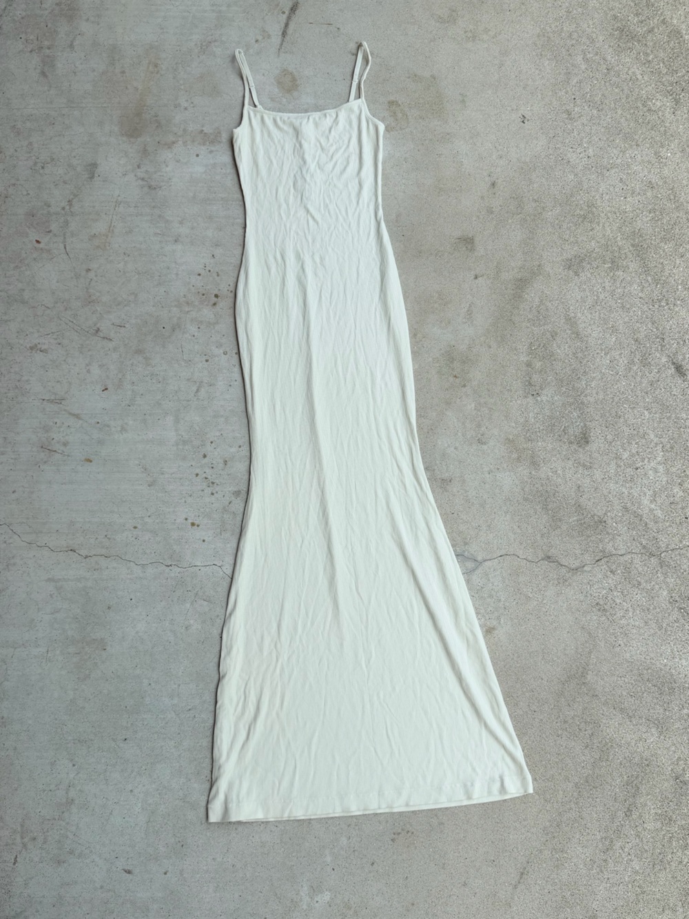 Skims M Cream Ribbed Maxi Dress